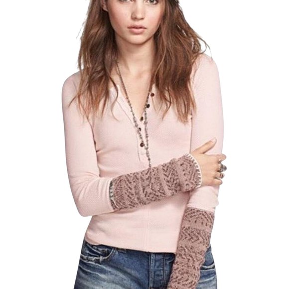 Free People Ski Lodge Alpine Cuff Thermal, Blush Pink, Size XS - Picture 2 of 5